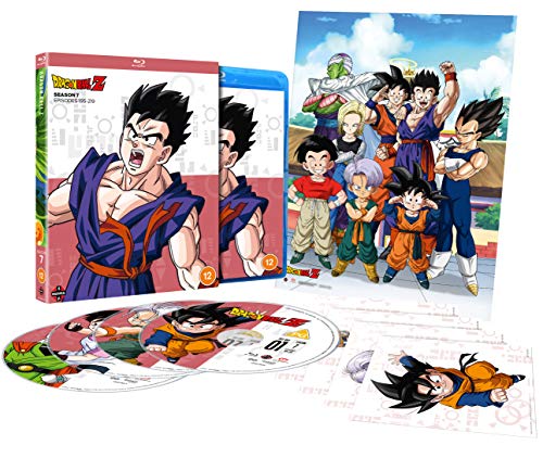 Dragon Ball Z Season 7 Blu-ray case with characters and disc image.