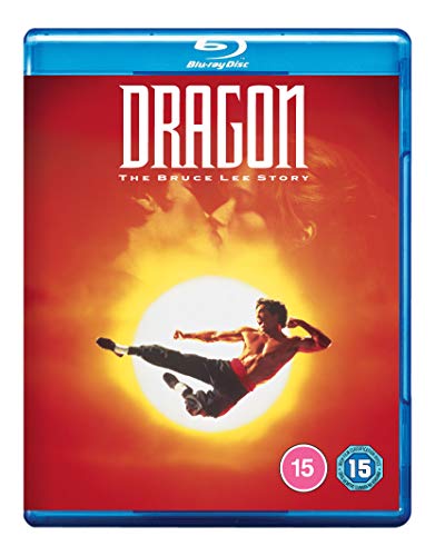 Dragon: The Bruce Lee Story" Blu-ray cover with Bruce Lee in action.