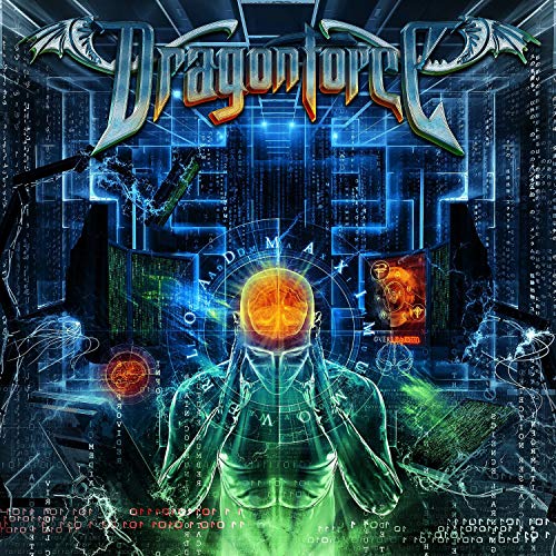 Dragonforce “Maximum Overload” CD cover: futuristic cyborg with glowing brain.