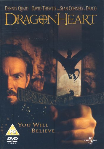 Dragonheart DVD cover featuring a man and a silhouetted dragon.