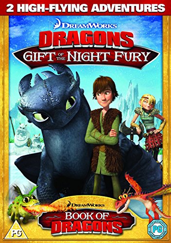 "DVD cover featuring cartoon dragons and characters, with a gold border and red banner."