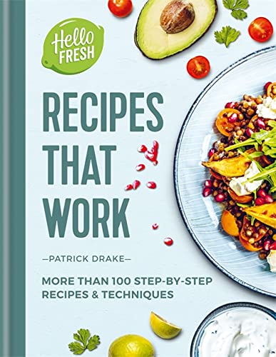 HelloFresh cookbook cover with salad, avocado, and recipe title.