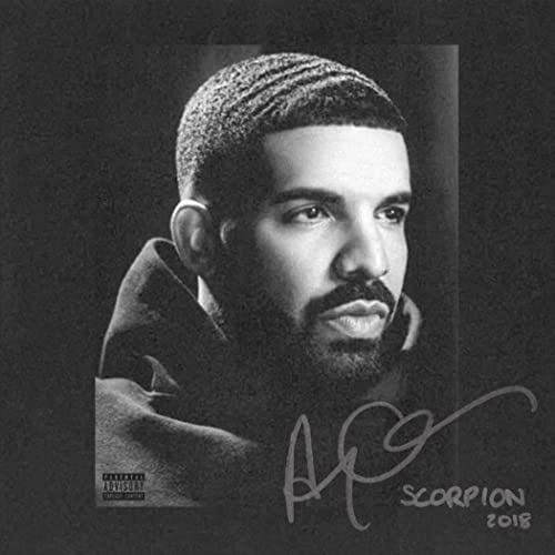 Black and white portrait of Drake with signature and album title.