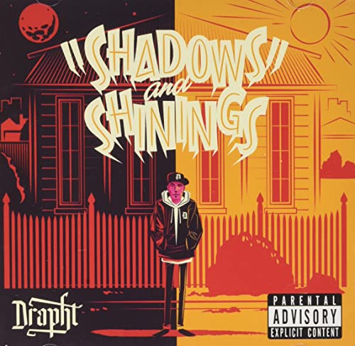 CD cover for Drapht's "Shadows and Shinings" featuring a split-tone, illustrated design.