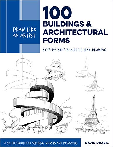 Book cover with architectural sketches, including the Eiffel Tower and a spiral staircase.