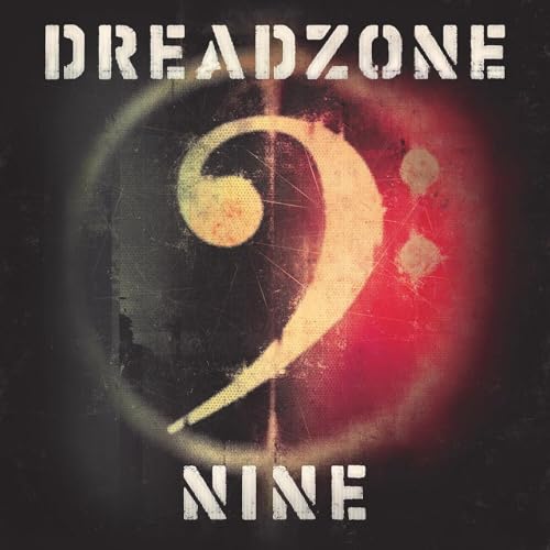 Dreadzone album “Nine” cover: bass clef symbol on a red and black background.