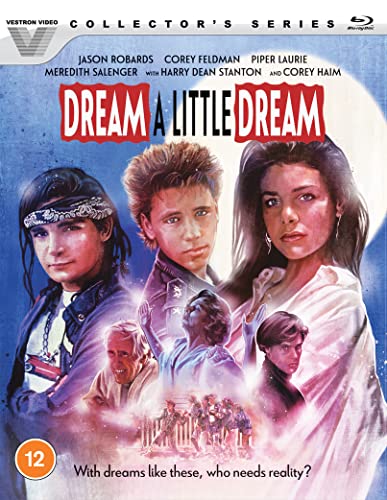 Dream A Little Dream" Blu-ray cover featuring young actors and a dreamy aesthetic.