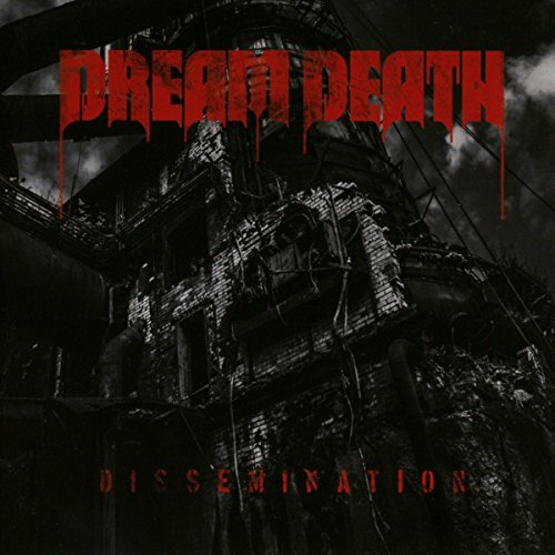 Album cover featuringL featuring a dark, decaying industrial building with red dripping text.