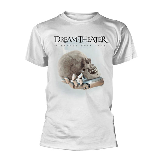 White t-shirt featuring the Dream Theater "Distance Over Time" album artwork.