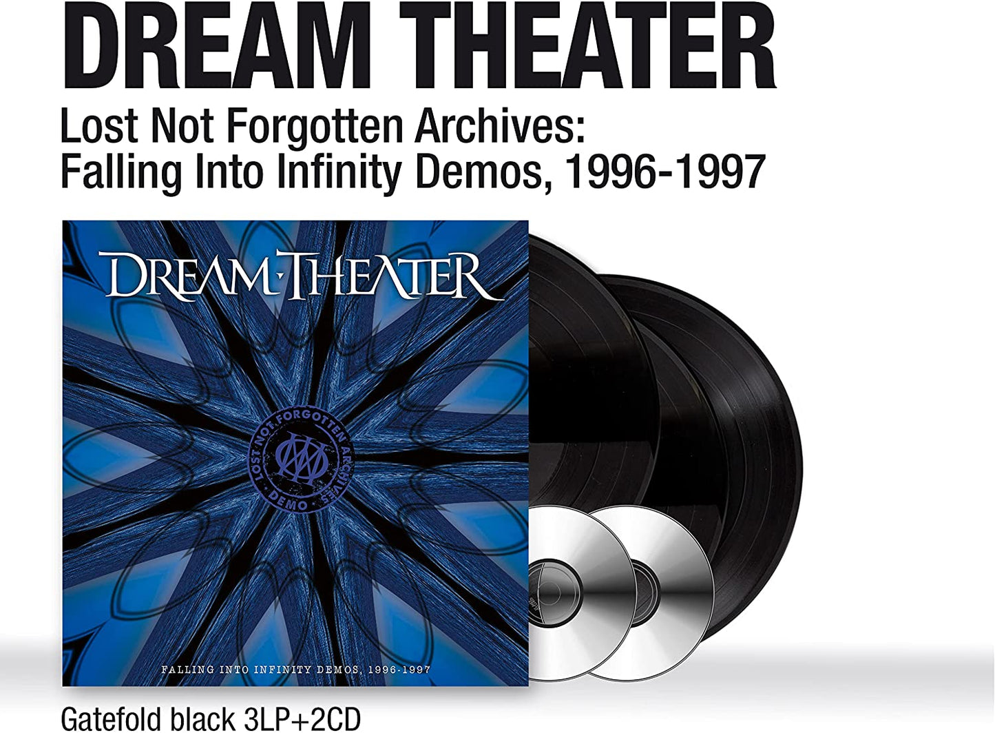 Dream Theater album cover: blue spiral design with band logo and text.