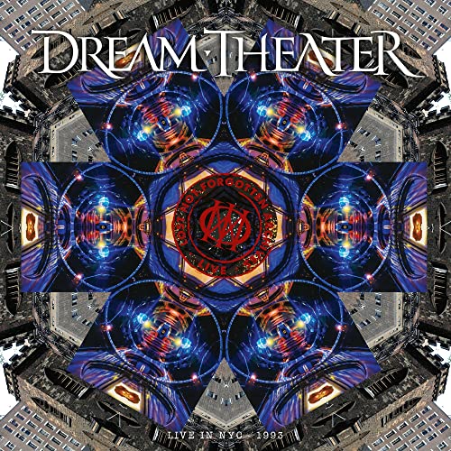 Dream Theater album cover with a kaleidoscopic pattern of blue lights and city architecture.