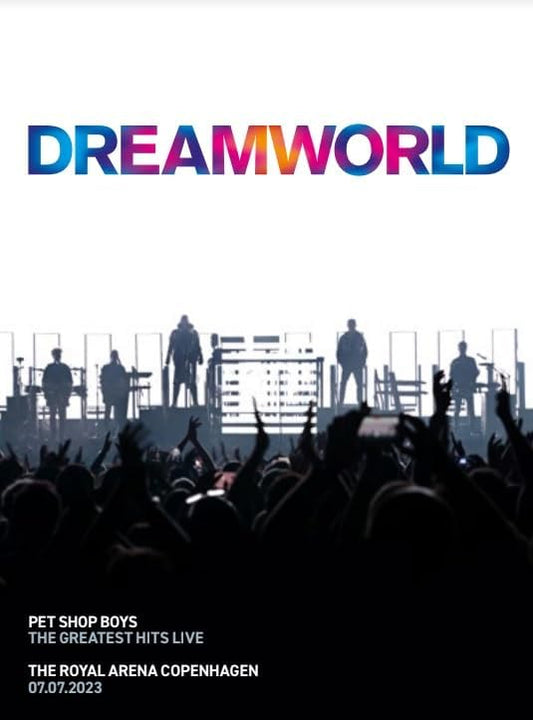 Blu-ray cover for "Dreamworld: Greatest Hits" featuring a concert stage silhouette.