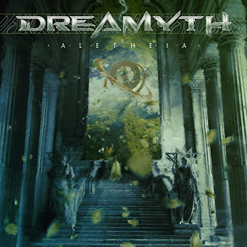 Dreamyth album cover: ornate columns, figures, and a swirling, golden orb.