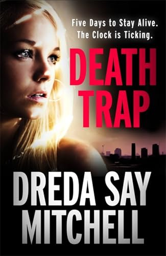 Book cover: woman's face, large red title "DEATH TRAP", and author's name.