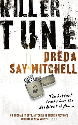Book cover: "Killer Tune" by Dreda Say Mitchell, with a cassette player and lighter.
