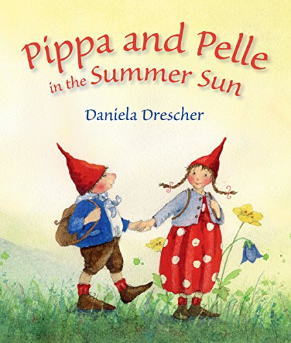 Book cover: two children in red hats holding hands in a meadow.