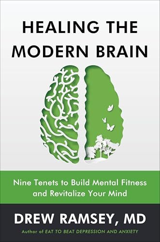Book cover: "Healing the Modern Brain" with a green brain illustration.