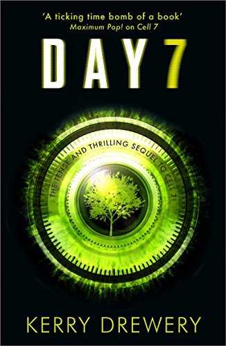 "Book cover with 'DAY 7' title, green spiral design, and author's name, Kerry Drewery."