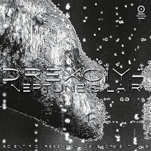 Black and white album cover showing a submerged object with bubbles and text overlay.