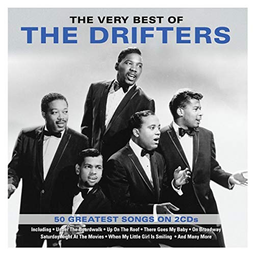CD case with Drifters logo and compilation title, containing music tracks on shiny disc.