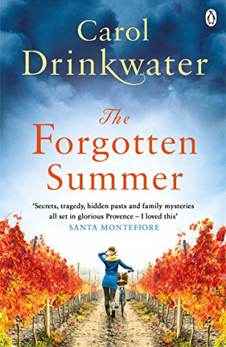 Book cover showing a woman walking with a bicycle through a vibrant autumn vineyard.