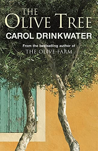 Book cover featuring olive trees and a turquoise-blue door.