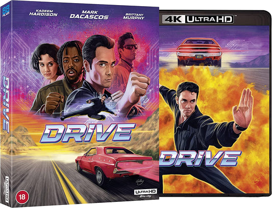 Drive 4K Ultra HD Blu-ray case featuring action movie cast and a red car.