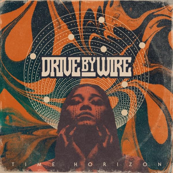 CD cover for Drive By Wire’s “Time Horizon” with abstract, swirling design.