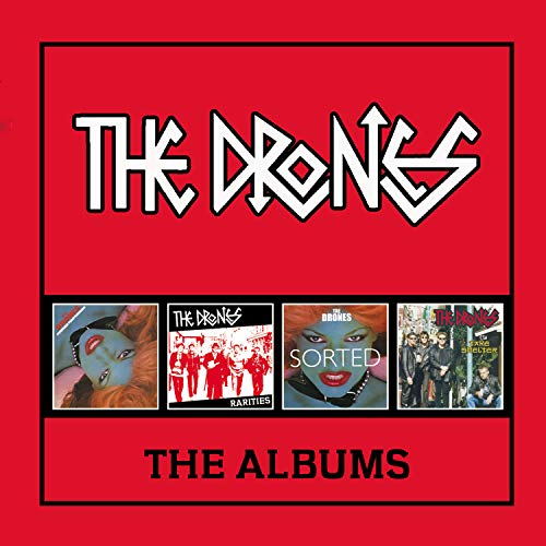 The Drones album collection CD cover, red background with band logo and album art.