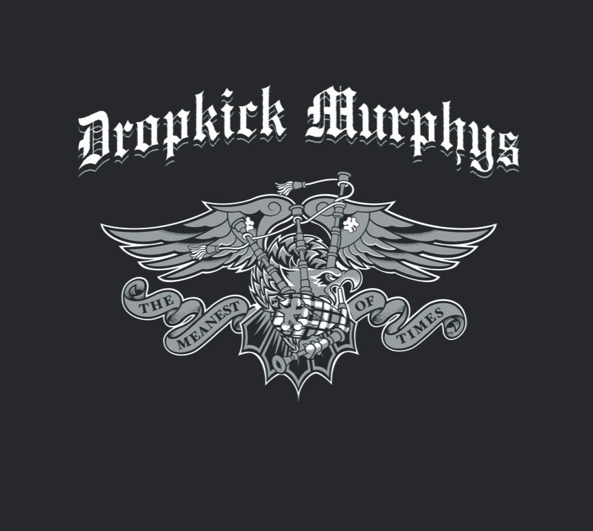Dropkick Murphys album cover: wings, skull, and Celtic imagery in grayscale.