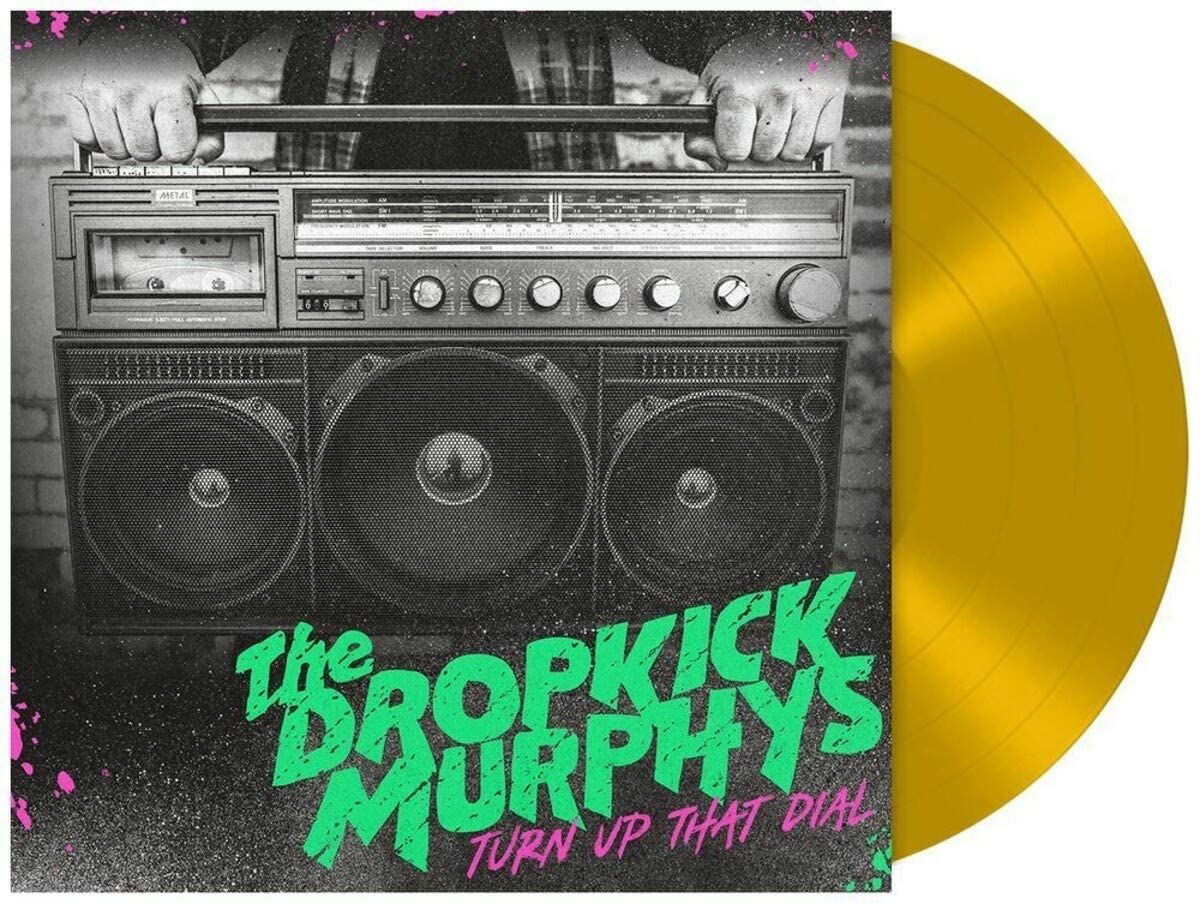 Dropkick Murphys album cover featuring a boombox and yellow vinyl record.