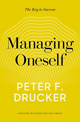 Book cover for Managing Oneself by Peter F. Drucker on a yellow background.
