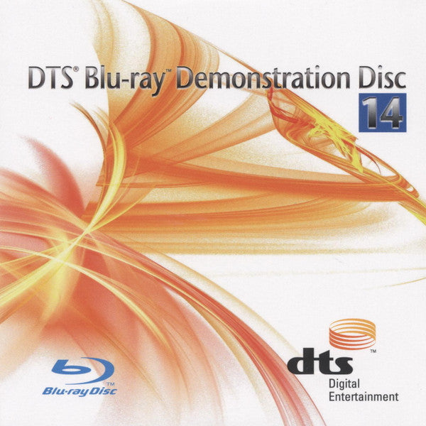 Blu-ray disc cover with orange swirls, DTS logo, and "14" text.