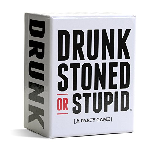 White game box with bold red and black text: "DRUNK STONED OR STUPID".