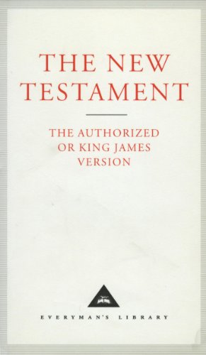 White book cover with red text: "The New Testament," Everyman's Library edition.