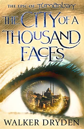 Book cover with an eye reflecting a detailed cityscape.