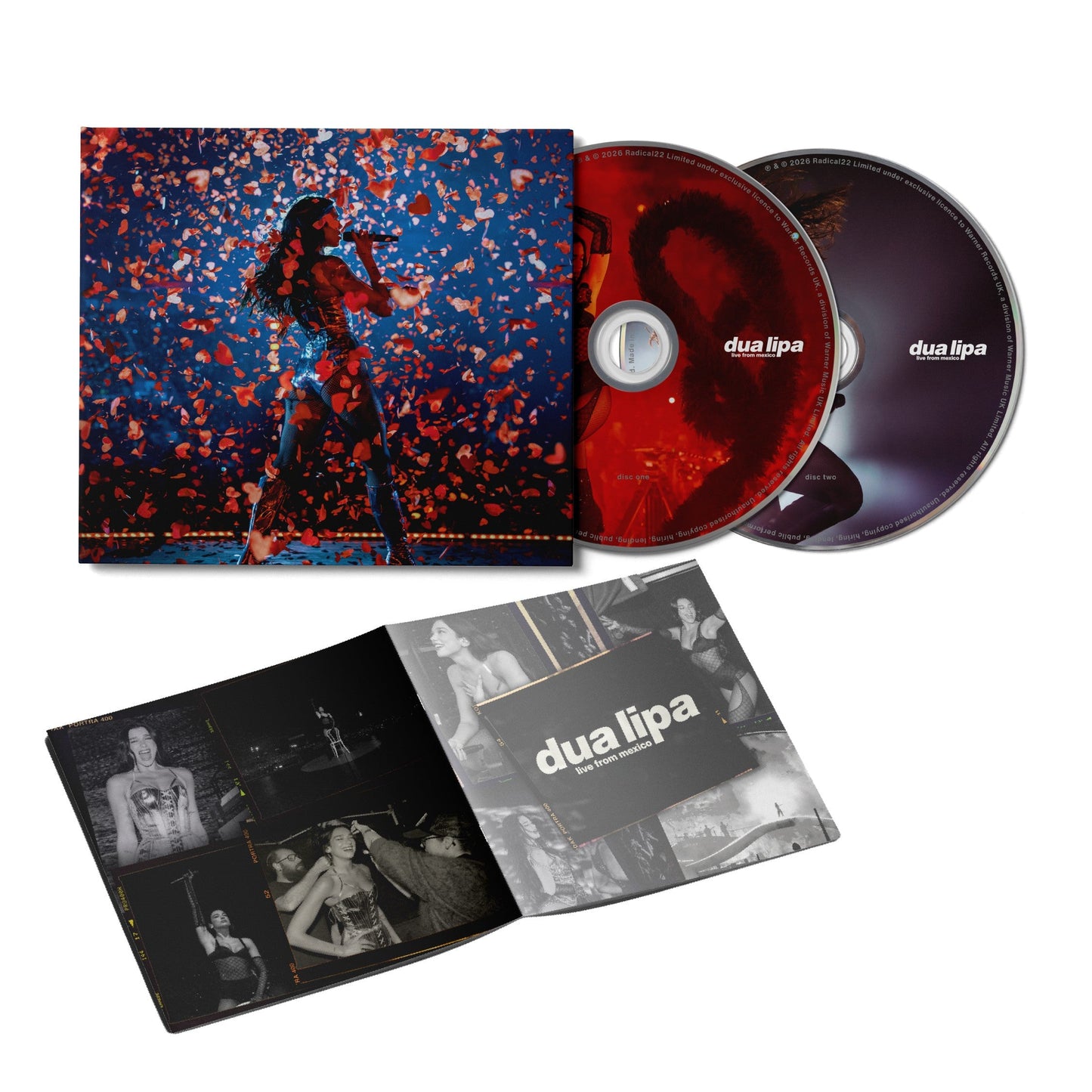 Dua Lipa Live From Mexico CD set with cover art, two discs, and booklet.