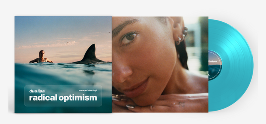 Dua Lipa’s “Radical Optimism” vinyl record with ocean-themed cover art.