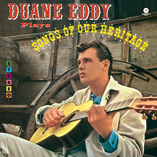"Vinyl record cover featuring Duane Eddy playing guitar in a wooden chair."