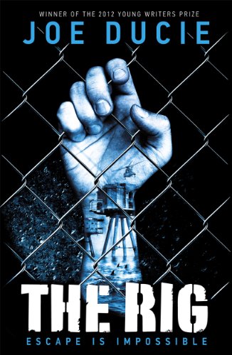 Book cover featuring a hand behind a chain-link fence with an oil rig silhouette.