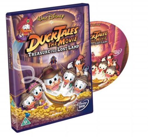 "DVD case and disc for 'DuckTales The Movie: Treasure Of The Lost Lamp' with cartoon ducks."