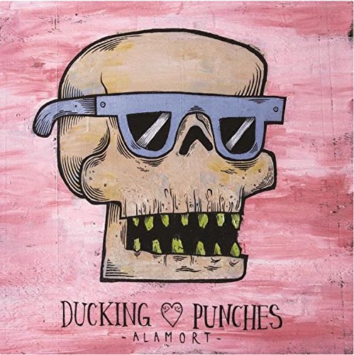 Album cover featuring a skull wearing blue sunglasses on a pink background.