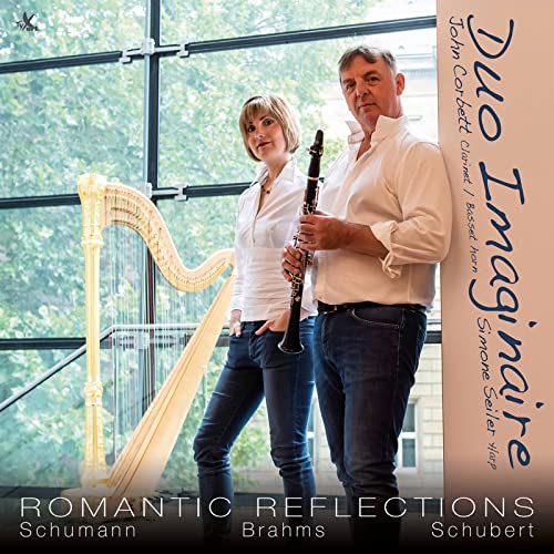 Album cover featuring a clarinetist, harpist, and harp in a studio setting.