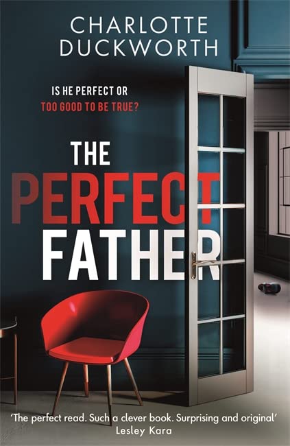 Book cover: "The Perfect Father" with a red chair and open door.