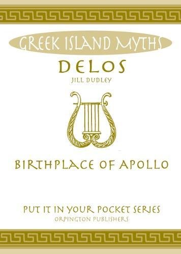 Book cover for “Delos,” featuring a golden lyre and Greek key border.