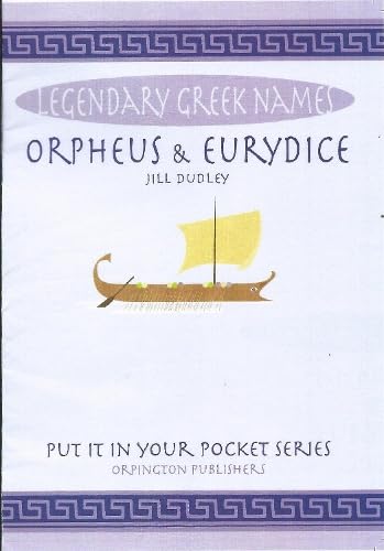 Book cover with Greek key border, ship illustration, titled "Orpheus & Eurydice".
