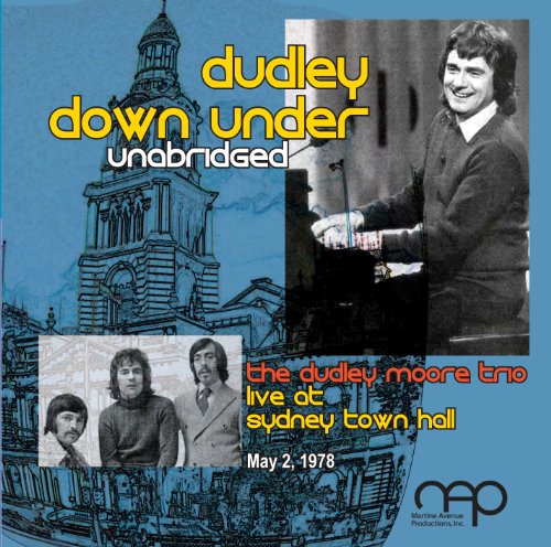 CD cover for "Dudley Down Under" featuring Dudley Moore and Sydney Town Hall.