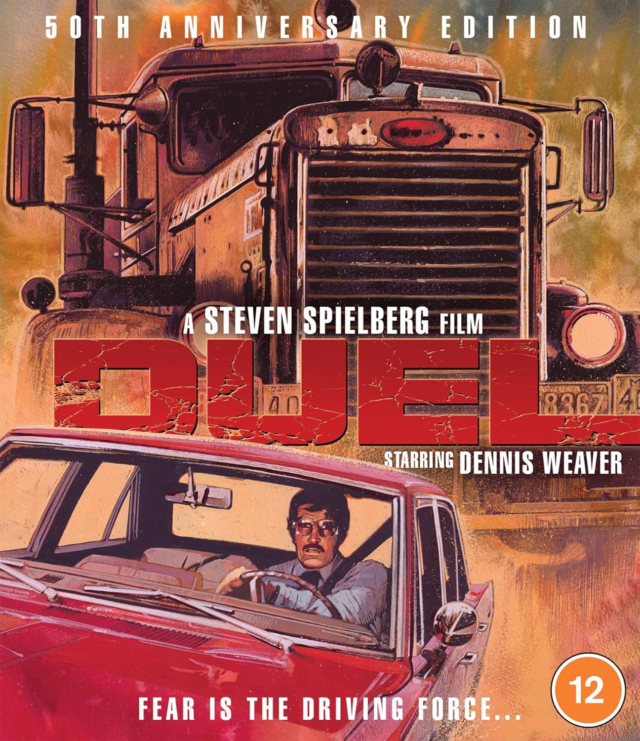 “Duel” Blu-ray cover featuring a menacing truck and a driver in a car.
