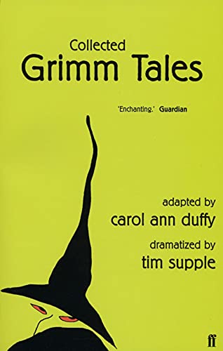 Book cover: "Collected Grimm Tales" with a black witch’s hat illustration.