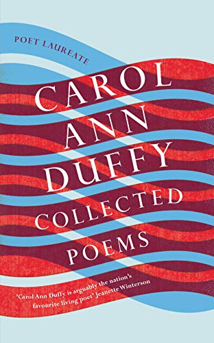 Book cover for Collected Poems by Carol Ann Duffy with blue and red wavy lines.